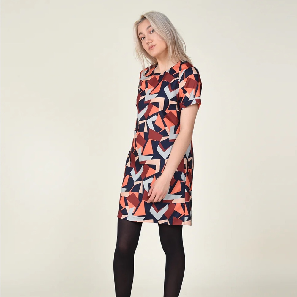 Lili Sidonio Geometric Pattern Dress - Size S - Short Sleeve